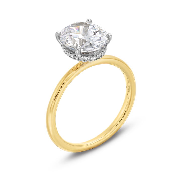 White And Yellow Gold 14K Solitaire Hidden Halo Oval Engagement Setting By Diamonds Direct Designs