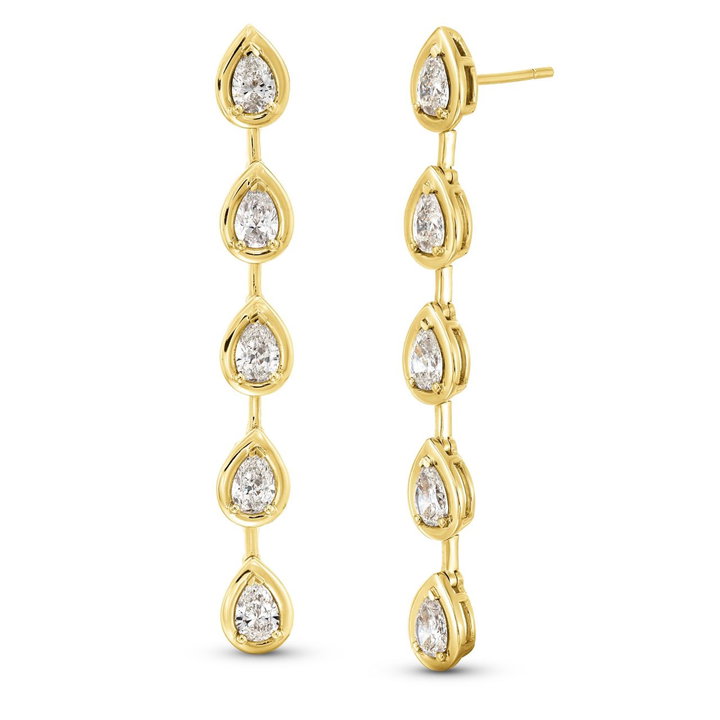 Pear Shape Drop Earrings In Yellow Gold 18K