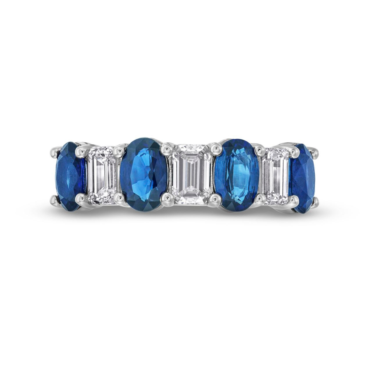 Emerald Diamond and Blue Sapphire Wedding Band 0
