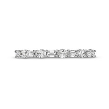 Oval and Emerald Diamond Wedding Band In White Gold 14K