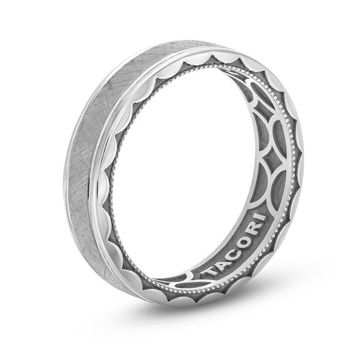 Tacori Brushed Wedding Band In White Gold 18K