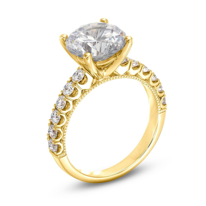 Simon G. Shared Prong Diamond Engagement Setting In Yellow Gold 18K