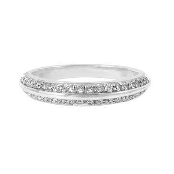Knife Edge Diamond Wedding Band In White Gold 14K