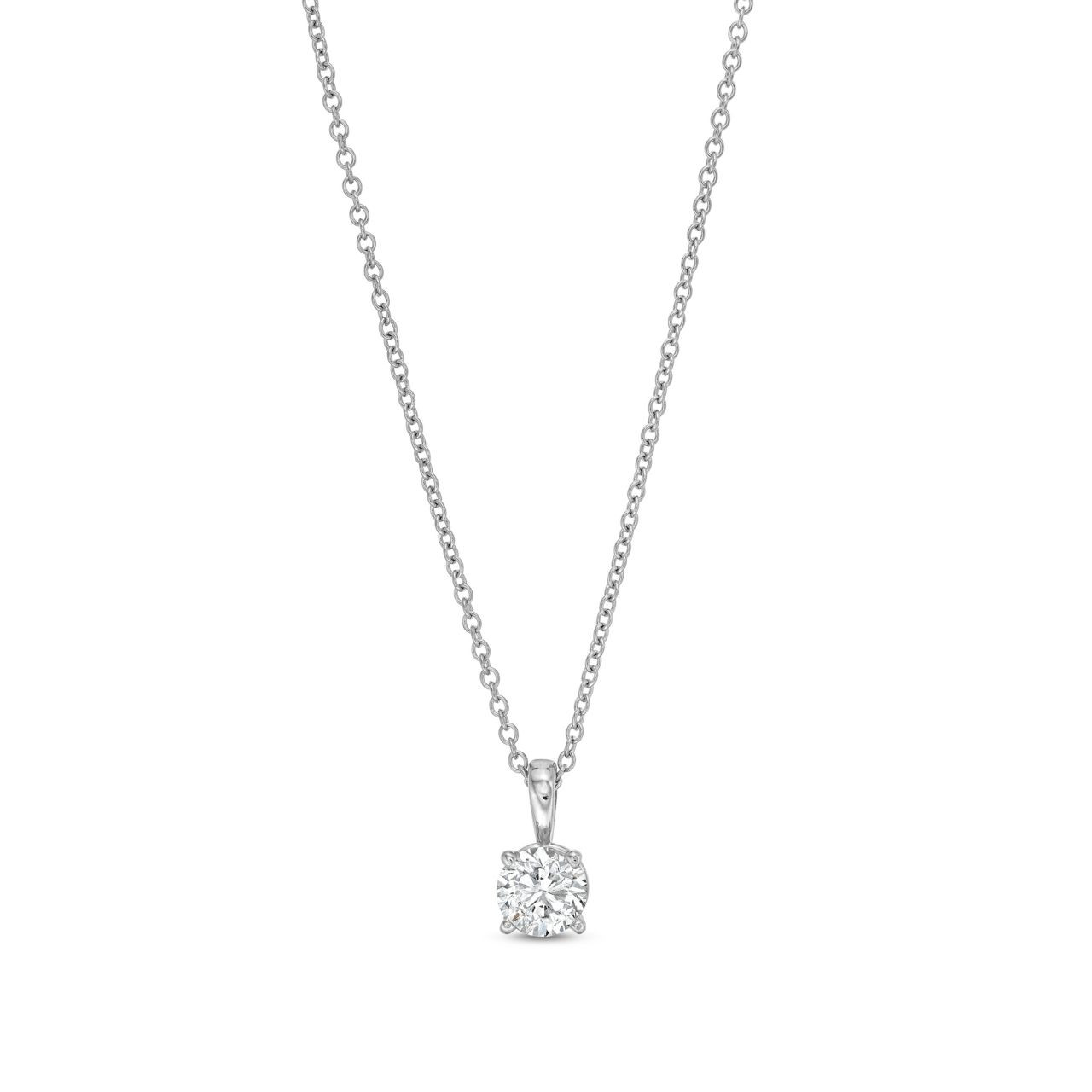 Four Prong Diamond Solitaire Pendant Necklace 0
