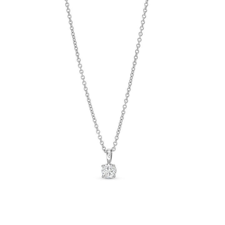 Four Prong Diamond Solitaire Pendant Necklace In White Gold 14K