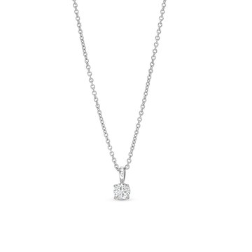 Four Prong Diamond Solitaire Pendant Necklace In White Gold 14K