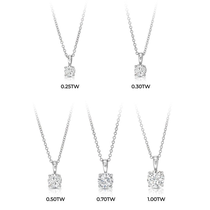 White Gold 14K Four Prong Diamond Solitaire Pendant