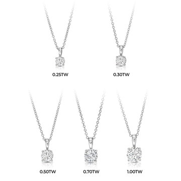Four Prong Diamond Solitaire Pendant Necklace In White Gold 14K
