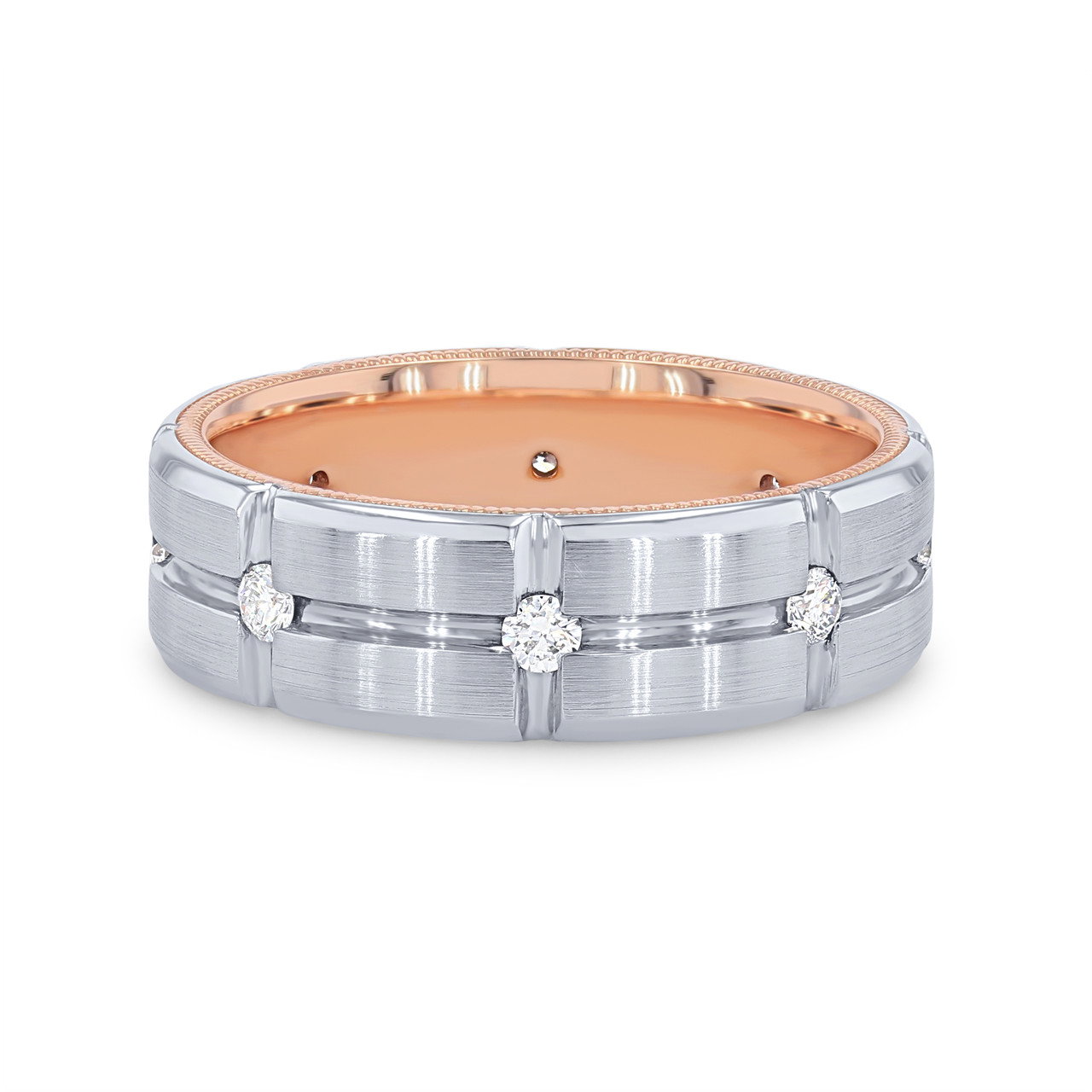 Verragio 7mm Two Tone Inlay Diamond Wedding Band 0