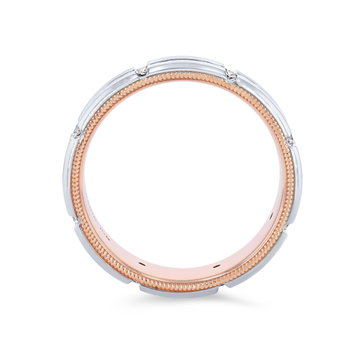 Verragio 7mm Two Tone Inlay Diamond Wedding Band In White Gold 14K