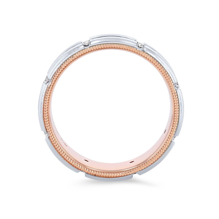 Verragio 7mm Two Tone Inlay Diamond Wedding Band In White Gold 14K
