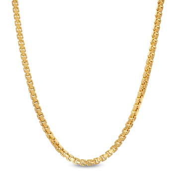 24 inch Box Chain Necklace In Solid 14K Yellow Gold