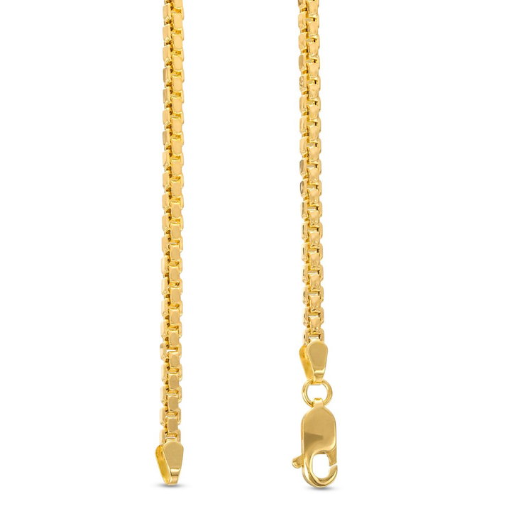24 inch Box Chain Necklace In Solid 14K Yellow Gold