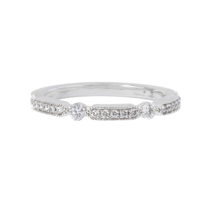 Alternating Diamond & Milgrain Wedding Band