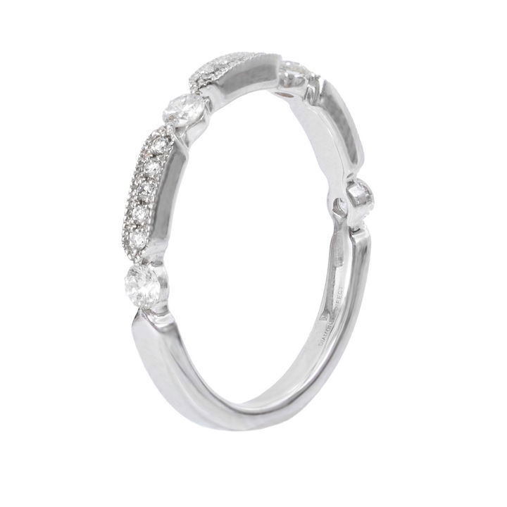 Alternating Diamond & Milgrain Wedding Band