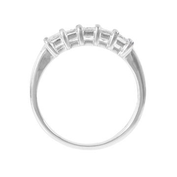 Five Vertical Emerald Diamond Wedding Band In White Gold 14K