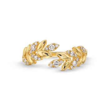 Diamond Leaf Wrap Ring In Yellow Gold 14K