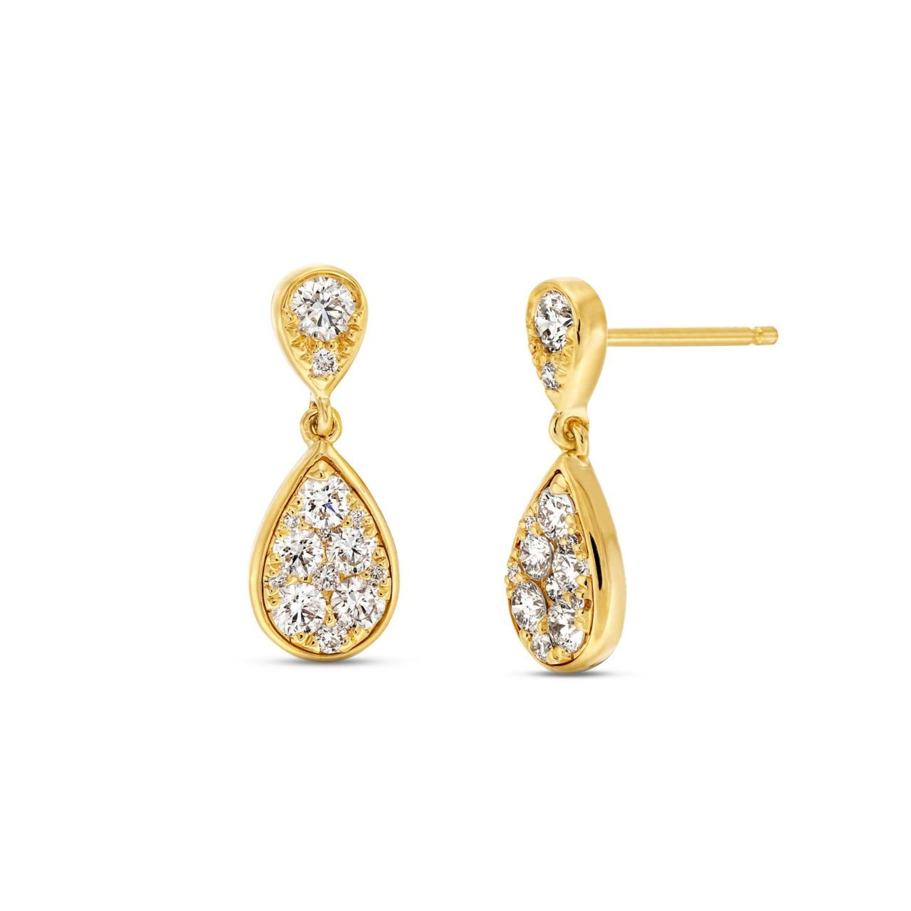 Pave Double Drop Diamond Earrings