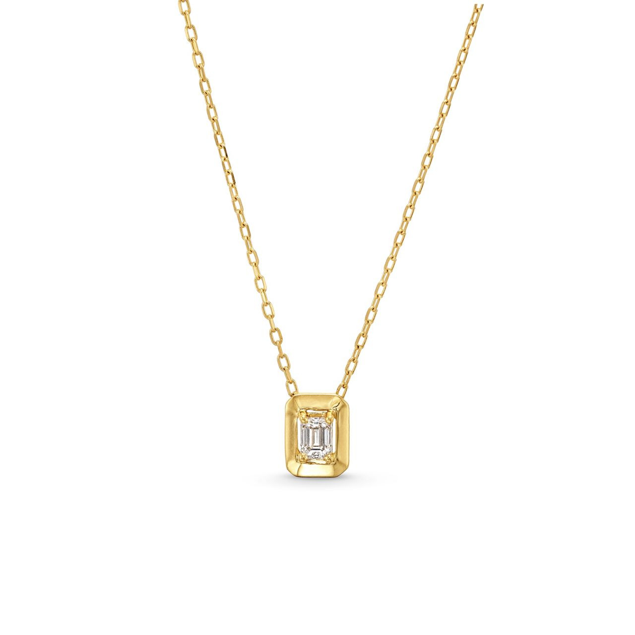 Emerald Gold Frame Solitaire Pendant Necklace 0