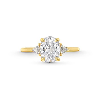 Three Stone Trillion Diamond Engagement Setting by Adorette In Yellow Gold 14K