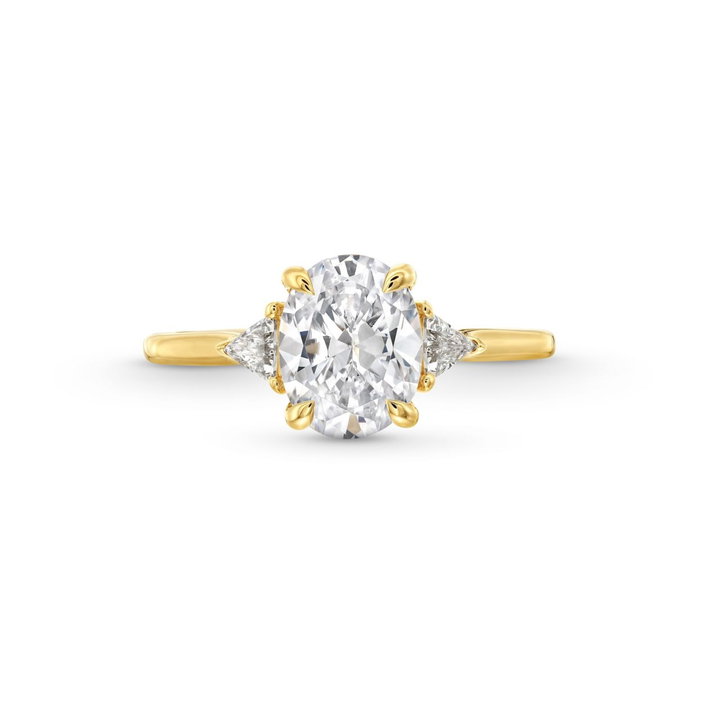 Three Stone Trillion Diamond Engagement Setting by Adorette In Yellow Gold 14K