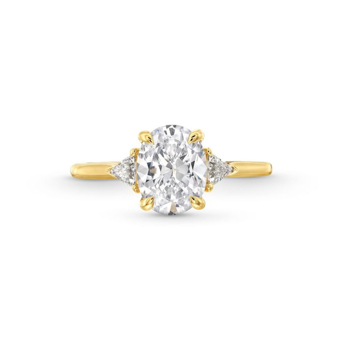 Yellow Gold 14K Three Stone Trillion Diamond Engagement Setting by Diamonds Direct Designs