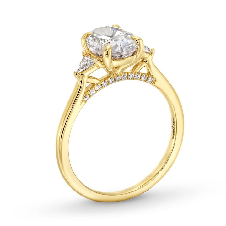 Three Stone Trillion Diamond Engagement Setting by Adorette In Yellow Gold 14K