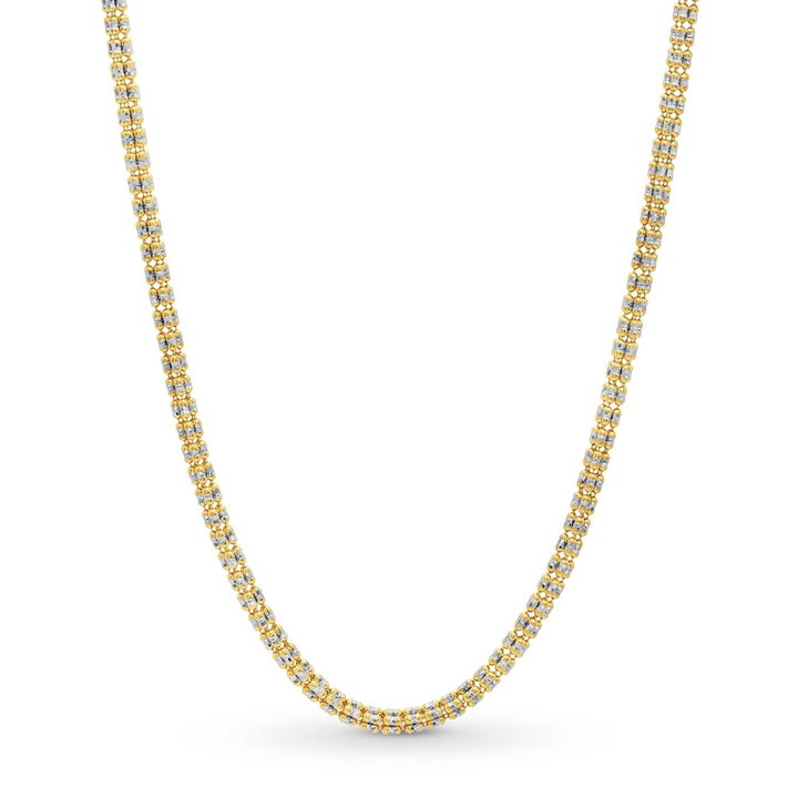 Two Tone Round Chain Necklace In White And Yellow Gold 14K