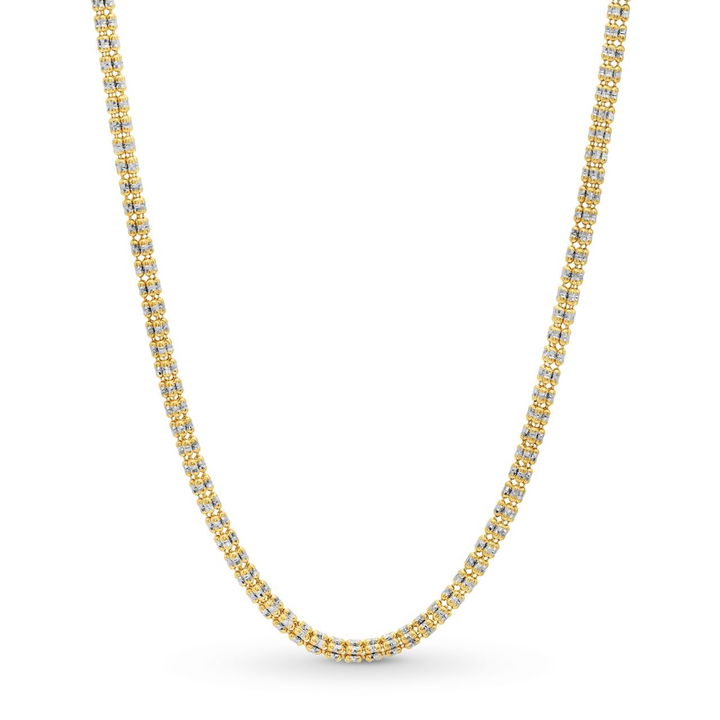 White And Yellow Gold 14K Two Tone Round Chain Necklace