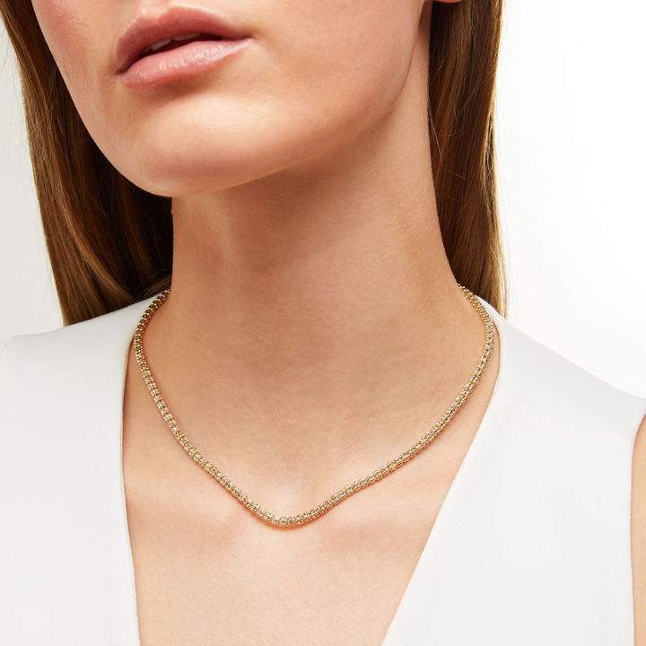 White And Yellow Gold 14K Two Tone Round Chain Necklace