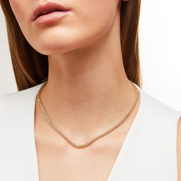 Two Tone Round Chain Necklace In White And Yellow Gold 14K