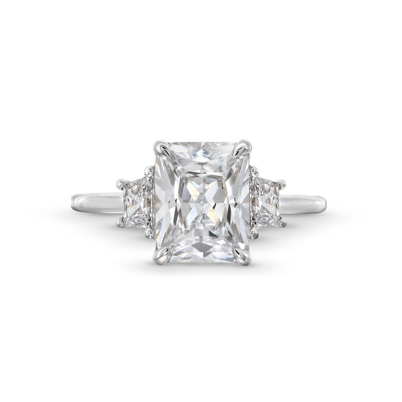 Three Stone Trapezoid Diamond Engagement Setting by Adorette