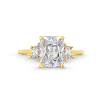 Three Stone Trapezoid Diamond Engagement Setting by Adorette In Yellow Gold 14K