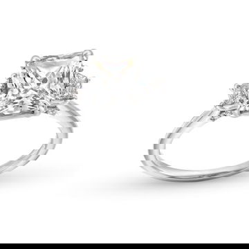 Three Stone Trapezoid Diamond Engagement Setting by Diamonds Direct Designs