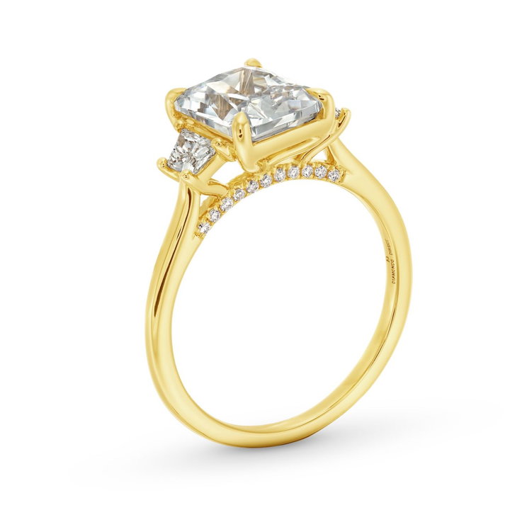 Three Stone Trapezoid Diamond Engagement Setting by Adorette In Yellow Gold 14K