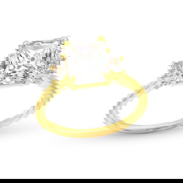 Three Stone Trapezoid Diamond Engagement Setting by Diamonds Direct Designs