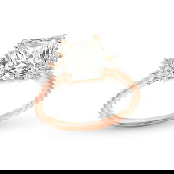 Three Stone Trapezoid Diamond Engagement Setting by Diamonds Direct Designs
