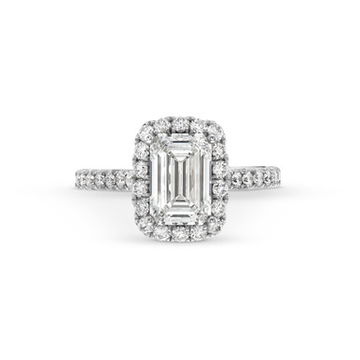 Emerald Lab Grown Diamond Halo Engagement Ring by Diamonds Direct Designs