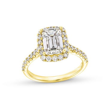 Emerald Lab Grown Diamond Halo Engagement Ring by Diamonds Direct Designs