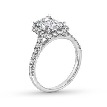 Emerald Lab Grown Diamond Halo Engagement Ring by Diamonds Direct Designs