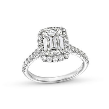 Emerald Lab Grown Diamond Halo Engagement Ring by Diamonds Direct Designs