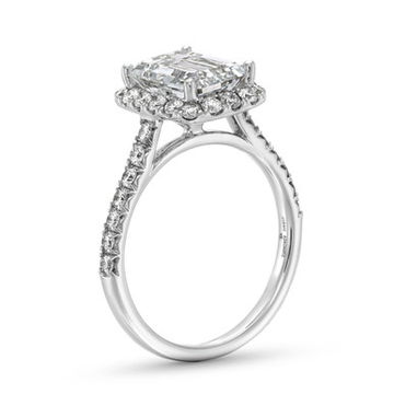 Emerald Lab Grown Diamond Halo Engagement Ring by Diamonds Direct Designs