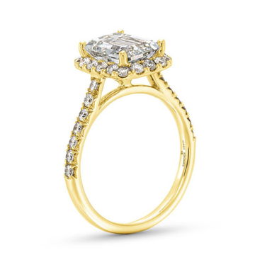 Emerald Lab Grown Diamond Halo Engagement Ring by Diamonds Direct Designs