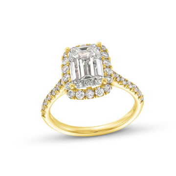 Emerald Lab Grown Diamond Halo Engagement Ring by Diamonds Direct Designs