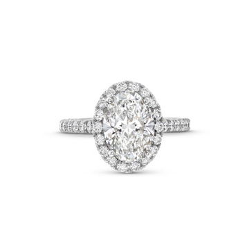 Oval Lab Grown Diamond Halo Engagement Ring by Diamonds Direct Designs