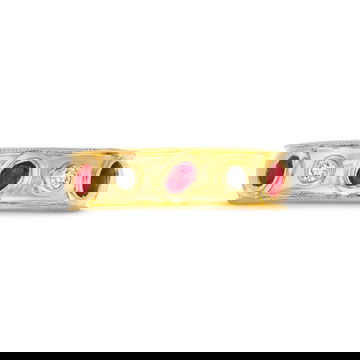 Alternating Ruby and Diamond Bezel Gold Ring