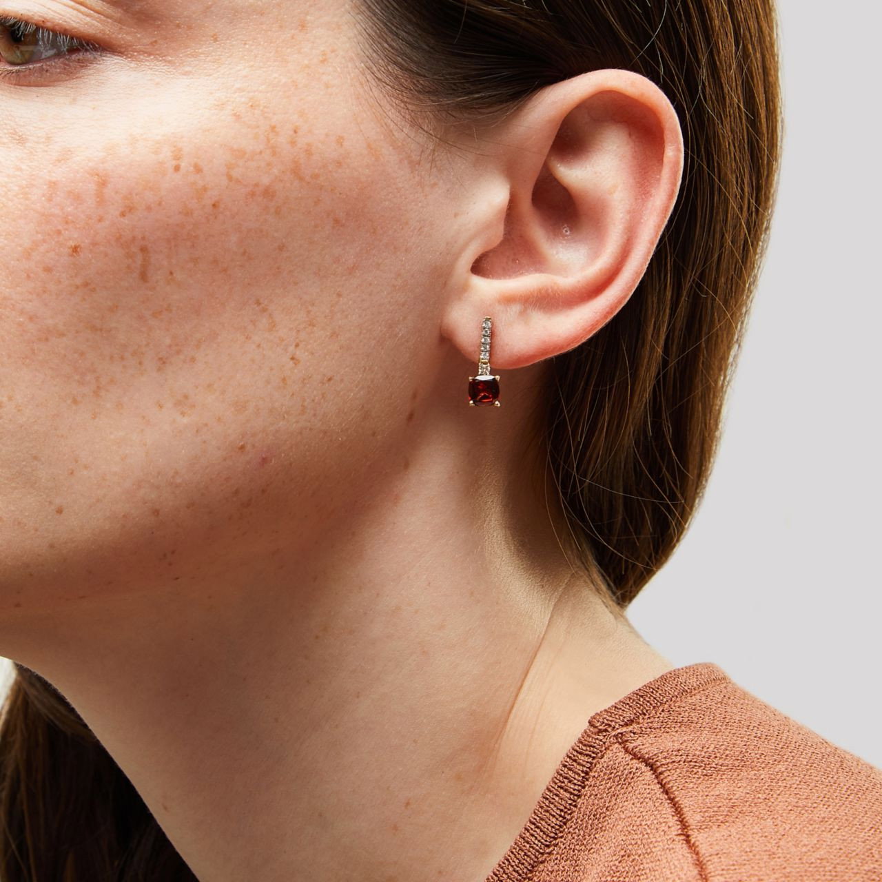 Red Garnet and Diamond Earrings 1
