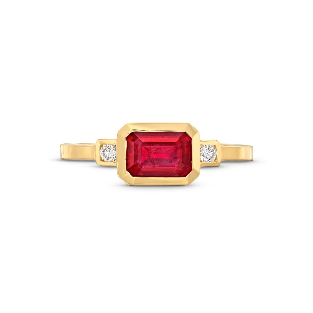 Emerald Cut Ruby and Diamond Ring