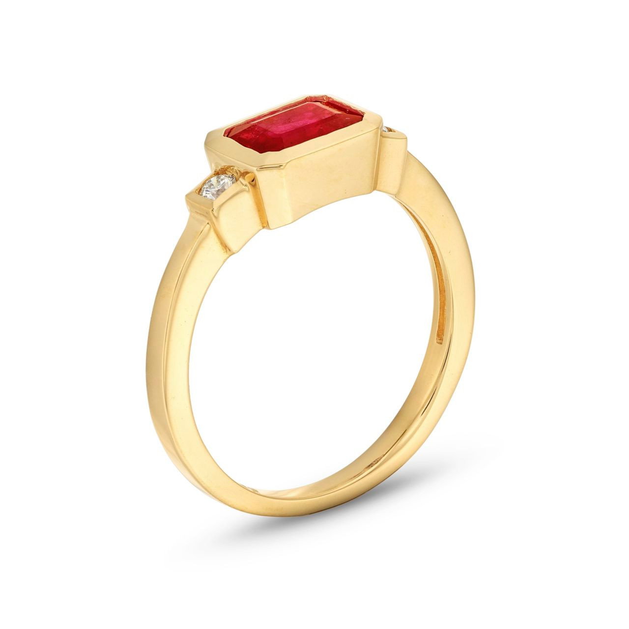 Emerald Cut Ruby and Diamond Ring