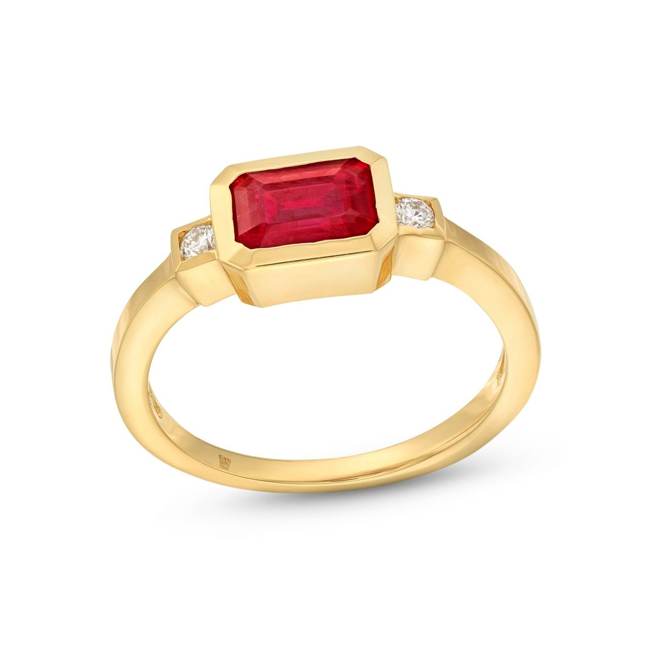 Emerald Cut Ruby and Diamond Ring